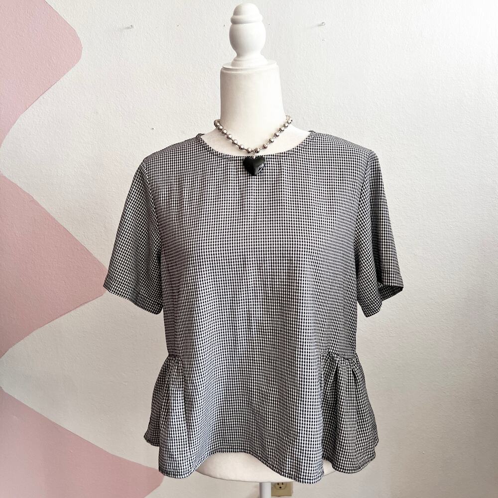 Gingham Peplum Top Cottagecore Academia Vintage‎ Inspired Medium